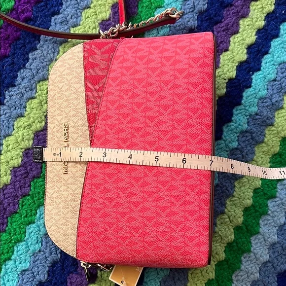 Michael Kors Pink and Cream Signature Crossbody Bag - Picture 7 of 8
